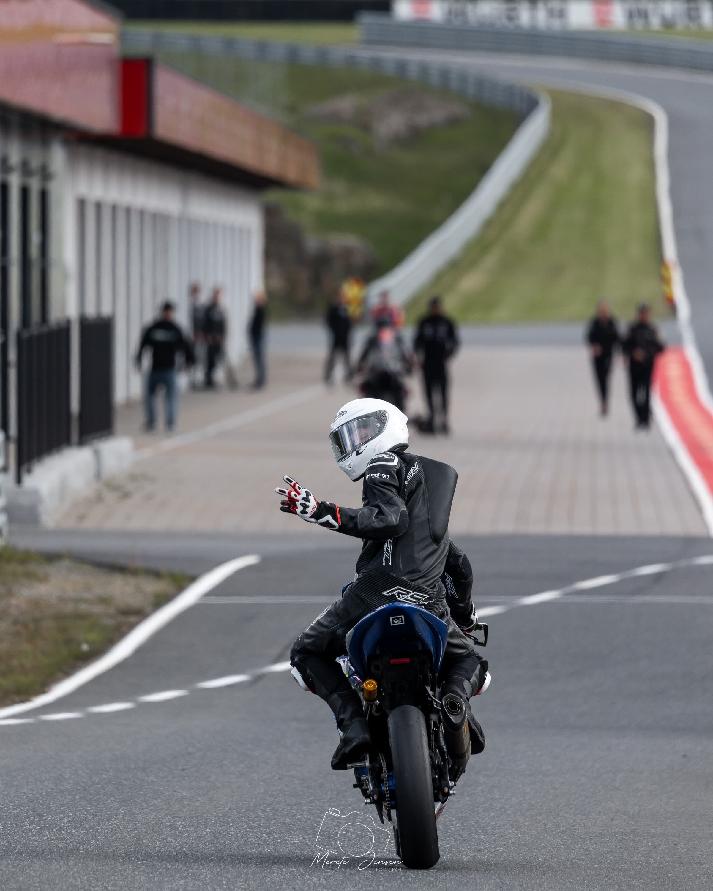 Entering the pit lane during a road racing event